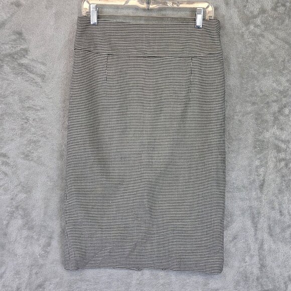 Zara Basic Skirt Womens Large Black White Houndstooth Pencil Back Zip Stretch - Picture 1 of 10